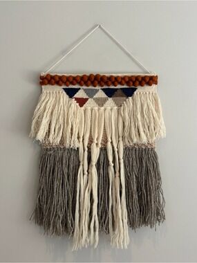 Bloomingville Macramé Wall Hanging in Cream, Gray & Rust